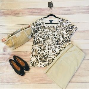 Neutral Flower Print T Shirt